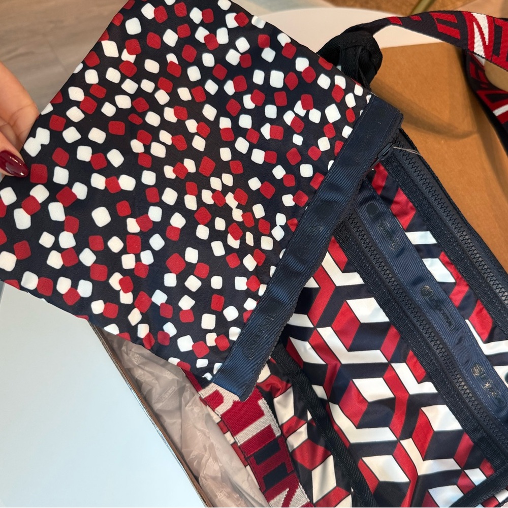 Brand New with box: LeSportsac Chic Red and White Patterned Crossbody Bag